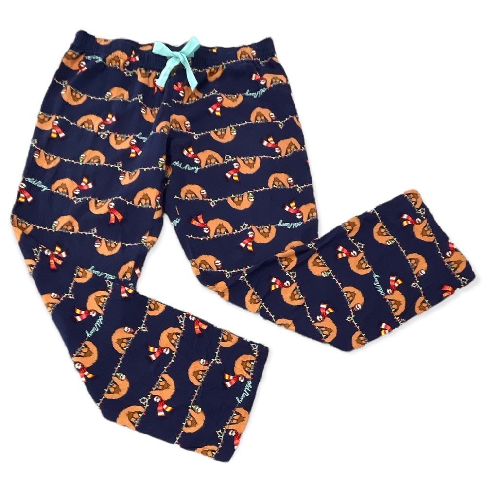 Old Navy Size M Sloth & Christmas Lights Flannel PJ Pants NWOT